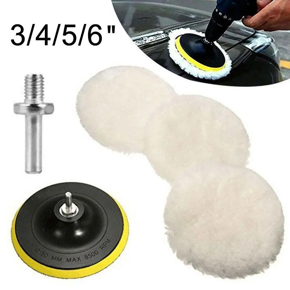Miếng Đánh Bóng Xe Hơi, 6 Miếng, Miếng Bọt Biển Len 3 / 4 Inch, Phụ Kiện Máy Đánh Bóng O0K1