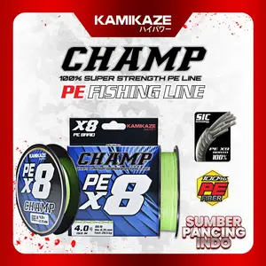KAMIKAZE Senar PE Pancing Champ X8 150MTR Flame Green White Collor SIC Technology X8 Braide 100% - Senar Laut Casting