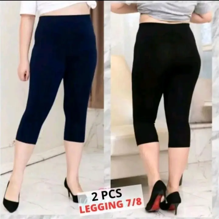 LEGGING KAOS 3/4 SOFT RAYON - Legging Pendek Bawah Lutut - Celana Wanita Tebal Nyaman 2