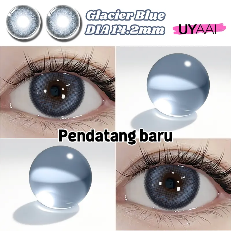 [COD] New Arrival UYAAI SOFTLENS Glacier Blue brown 1 Pasang LENSA KONTAK Warna Diameter 14.2 MM-14.5mm MINUS 0-6.00 USE 6 MONTH Eye Soflen 0