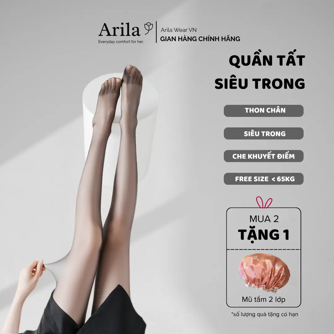 [ MUA 2 TẶNG 1 ] Quần Tất Da Chân ARILA Siêu Mỏng Chất Liệu Cao Cấp Che Khuyết Điểm Thon Gọn Chân Freesize Cho Chiều Cao <1M70