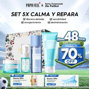 PAPA FEEL Ceramida 5X Set Básico Calmante y Reparador | Refuerzo de la barrera cutánea, reparación de la piel, reducción del enrojecimiento, hidratante | Con Centella Asiática y Ácido Hialurónico | Textura ligera no grasa | Adecuado para todo tipo de piel, piel sensible, uso diario