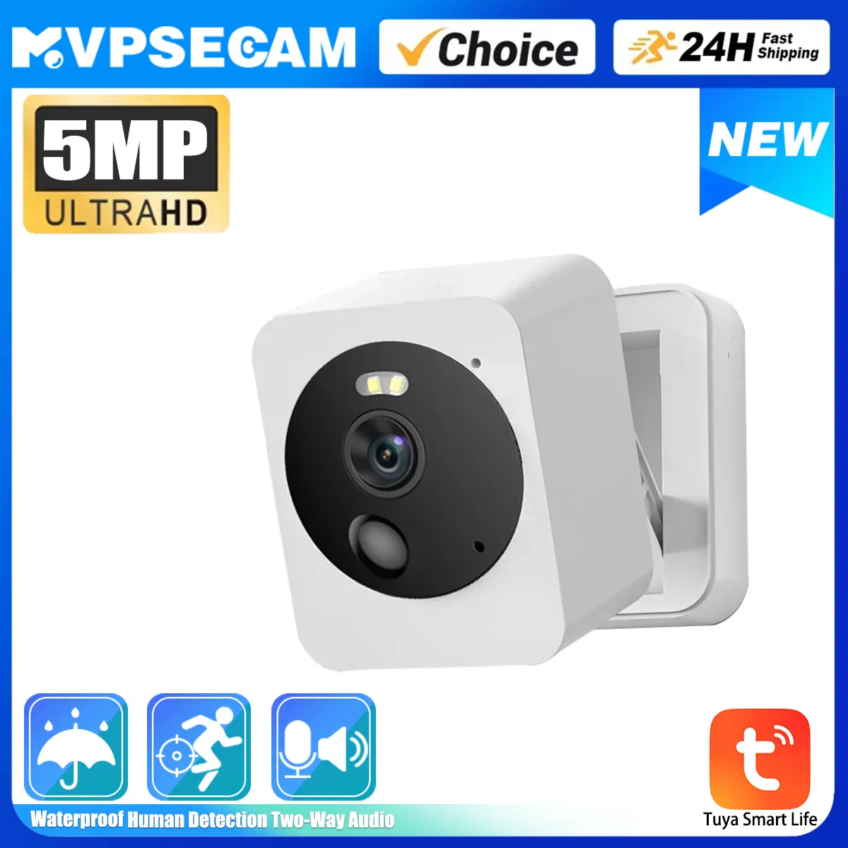 Tuya Smart Mini WiFi IP Camera Indoor Wireless Home Security AI Human Detect CCTV Surveillance Block Camera 5MP waterproof