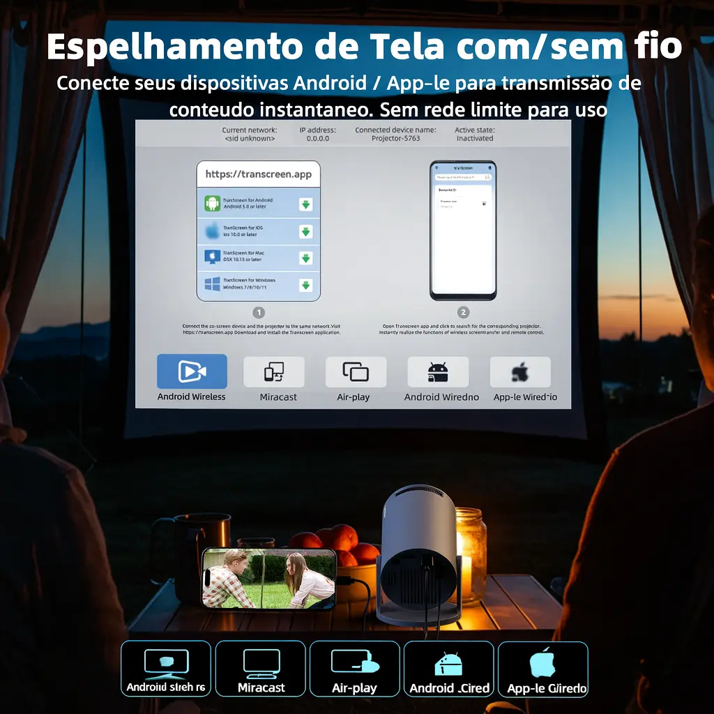 BETTDOW Projetor Portátil Inteligente  Original com 4K UHD | Android 11, Wi-Fi, Bluetooth e Alto-falantes Integrados - imagem 5