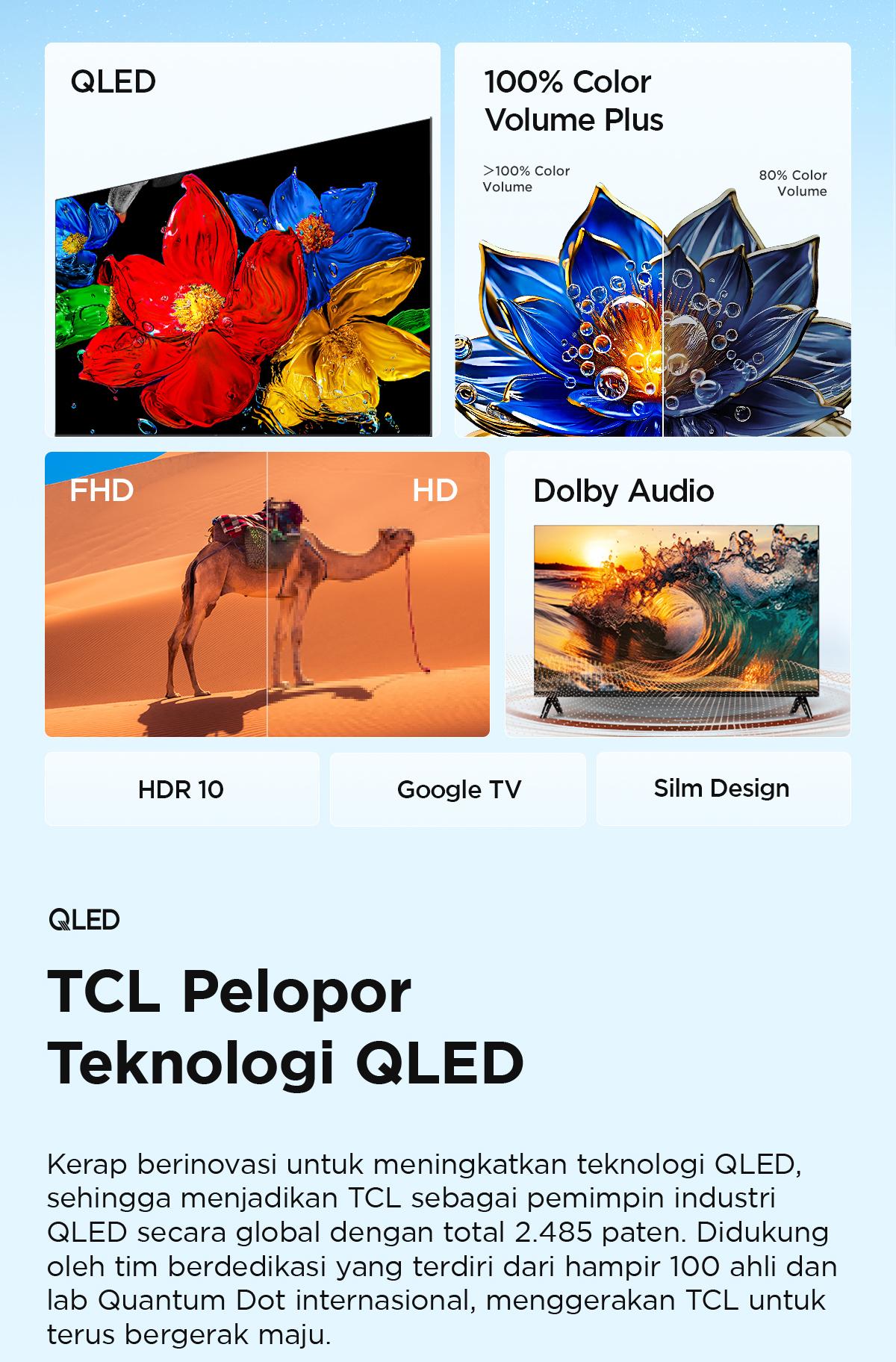 TCL 32 inch V51C - QLED - HDR 10 - Multiple Eye Care - Dolby Audio - Bezel-less (Model: 32V51C)