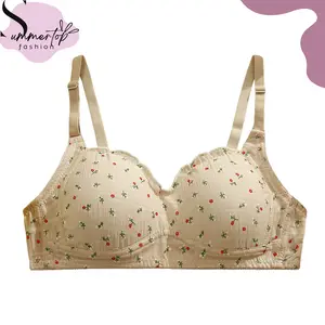 Summertop | BR1738 Bra Push Up Bunga Tanpa Kawat Bralette Wanita BH Sport Beha Korea Flower Fashion Crop Seamless  Busa tebal Tipis