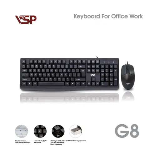 Bộ bàn phím và chuột văn phòng VSP G8 có dây siêu bền