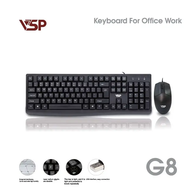 Bộ bàn phím và chuột văn phòng VSP G8 có dây siêu bền