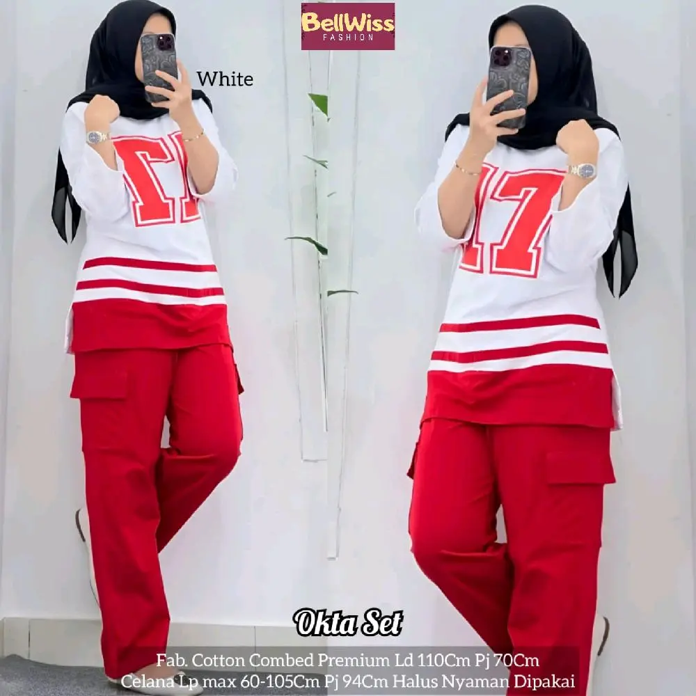 Nesia set olahraga merah putih # Garuda# Merdeka# Okta set# Dilla set by Bellwiss Outfit Olahraga 17 Agustus Setelan kemerdekaan wanita merah putih