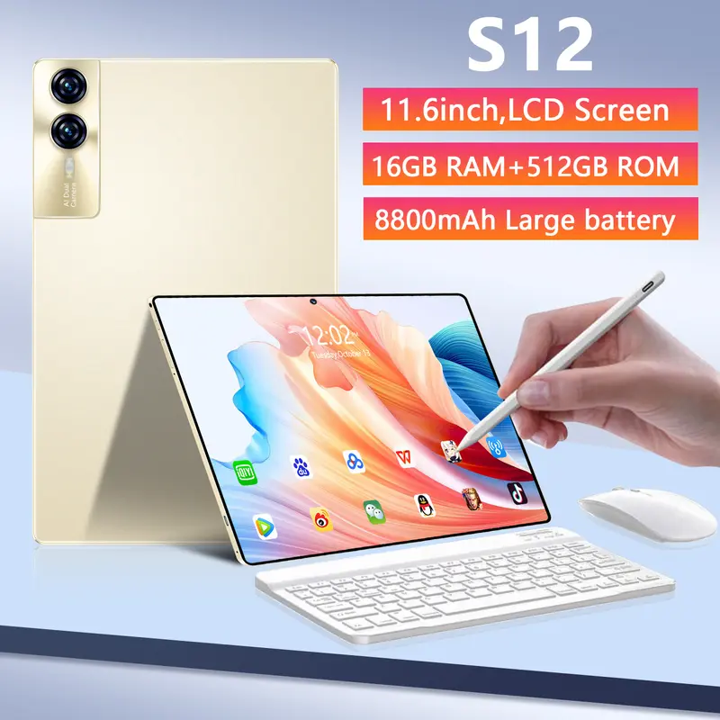 【Free Keyboard+Bisa COD】Tablet S12 Pro 11.6inch [16GB+1TB] |120hz Pro Layaknya PC | OLED Real Color FullView Display | Ultra-tipi Tablet hp tablet advan AirPad Tablet 6 Murah Tablet Murah hp Android Tablet PC Belajar Menggambar Gaming Kartu Layar Wifi 0