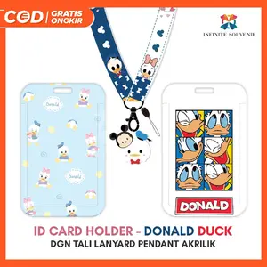 [N003] DONALD DUCK / Name Tag ID Card Holder Motif Karakter DONALD DUCK / DAISY / BEBEK DISNEY dengan Tali Lanyard Pendant Akrilik / Acrylic