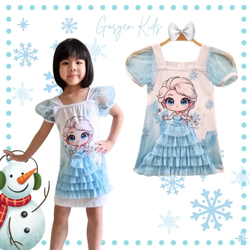Mini Dress Tangan Tille Printing Anak Perempuan 1-9th - Bahan Knits Premium - Fashion 3