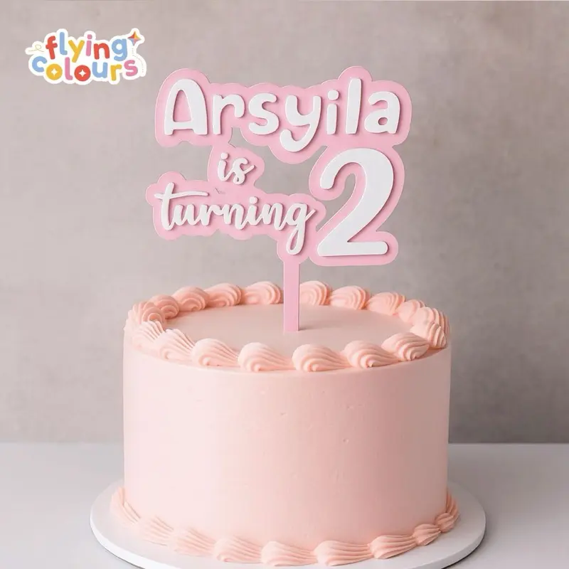 Custom Cake Topper Premium | Smash Cake Anak |  Cake Topper Custom Warna Custom Tulisan untuk Kue Ulang Tahun dan Kue Pernikahan | Hiasan dan Dekorasi Kue Plastik