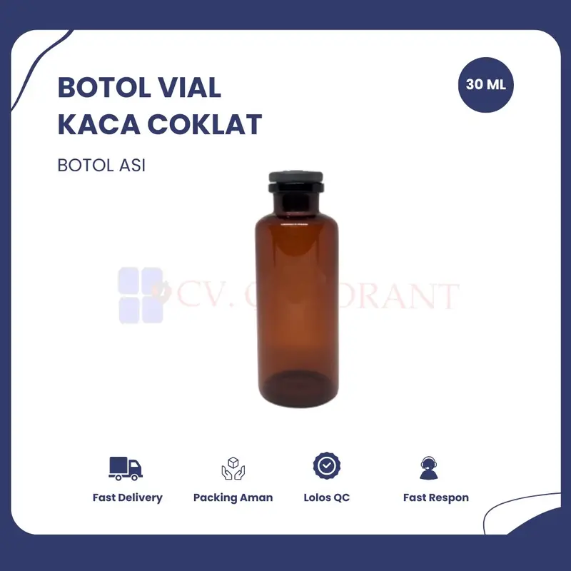 Botol Vial Kaca Coklat Tutup Karet / Botol ASI / Dapat disesuaikan 5