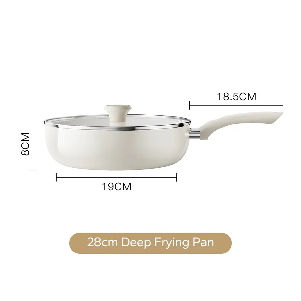 White 28cm Frying Pan With Lid