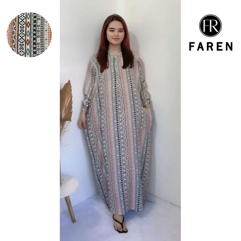 Daster Faren - Gamis Busui Panjang  Muslim Jumbo Dress Rayon Motif Kekinian Wanita 7