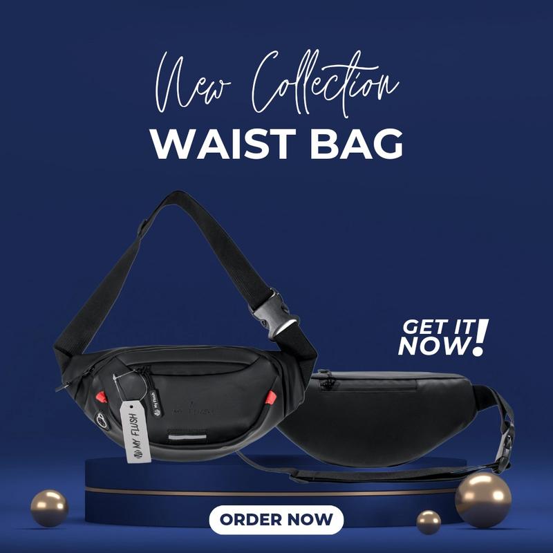 MyFlush Satchel Waistbag - Tas Selempang/Bahu Anti Air Unisex - Hitam, Slingbag 5