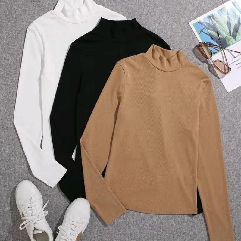 3 PCS MANSET WANITA KERAH TINGGI BAHAN KAOS/MANSET KT/LENGAN PANJANG/ADEM/TEBAL/ELASTIS/LEMBUT/NYAMAN DIPAKAI Dalaman 1