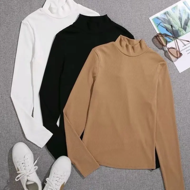 3 PCS MANSET WANITA KERAH TINGGI BAHAN KAOS/MANSET KT/LENGAN PANJANG/ADEM/TEBAL/ELASTIS/LEMBUT/NYAMAN DIPAKAI Dalaman 1