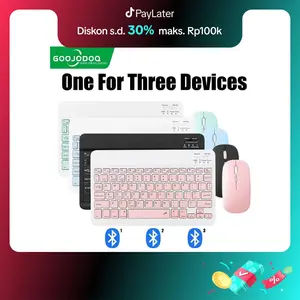 GOOJODOQ 2nd gen Pro 10 Inch 3 in 1 Wireless Bluetooth Keyboard Mouse Set Lightweight Portable For iPad Samsung Xiaomi Phone Lampu Biru