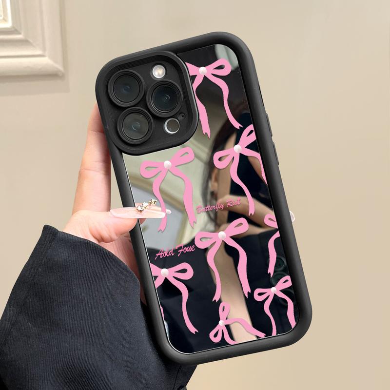 Bow Cermin Phone Case Hp Casing Softcase Compitable With Infinix Smart 8 7 6 5 Note 40 30 Hot 40 30i 10 11 Itel A70 P55 RS4 Zero 30 Tecno Spark Pova 5 20 20C Go Pro Play 2023 4G 5G C8-8009 1