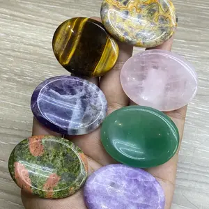 Natural crystal worry stone 44x35mm