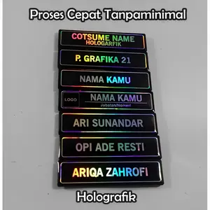 Nama Dada Resin Asli (HOLOGRAM MENYALA)/Name Tag/Nametag/Papan Nama Dada/Name Tag Akrilik Resin