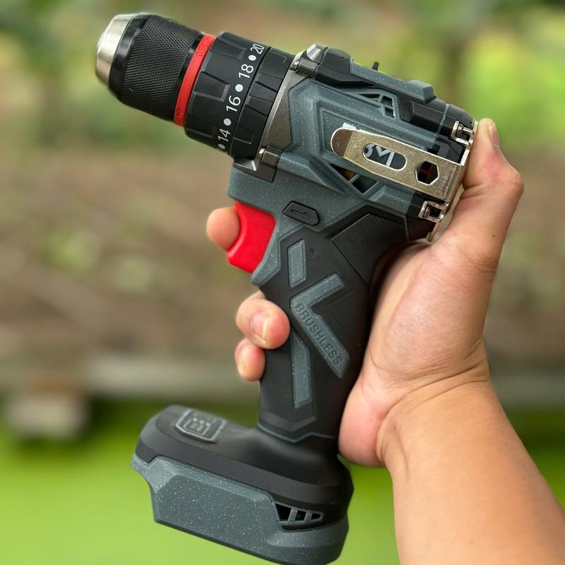 Thân máy khoan pin TBOSS MAX đầu kẹp 10ly có khoá trục, 3 chức năng có búa Động cơ không chổi than, chân phổ thông 4cm