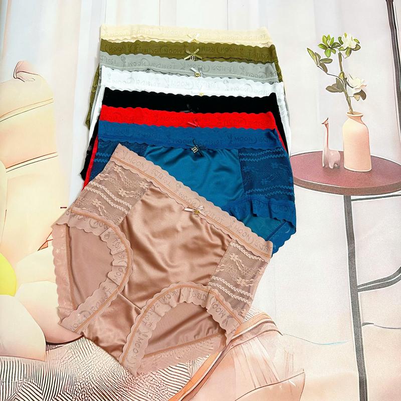 Combo 5-10 Quần Lót Nữ Su Lụa Satin Viền Ren Cạp Cao Tàng Hình 38-89kg quan mac trong vay
