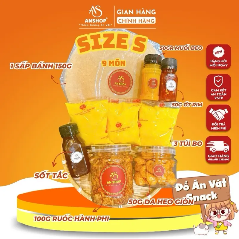 [Combo Ghiền Anshop] Combo Bánh Tráng Phơi Sương(Đồ Ăn Vặt Snacks) Food 9 Vị Bơ