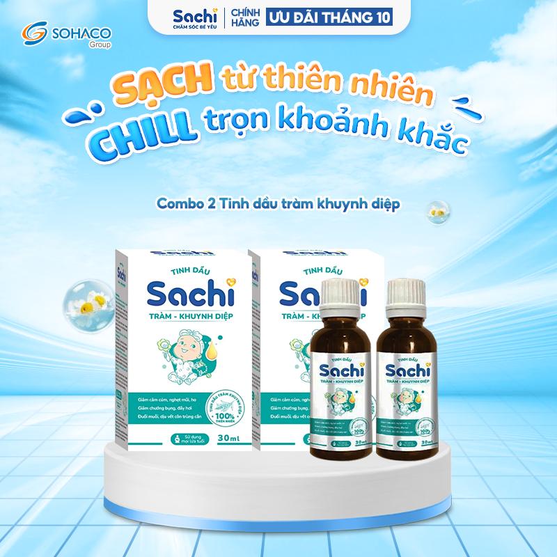 Combo 2 Tinh dầu tràm khuynh diệp Sachi giúp làm ấm cơ thể, đuổi muỗi, làm dịu các vết côn trùng cắn 30ml Cho Bé