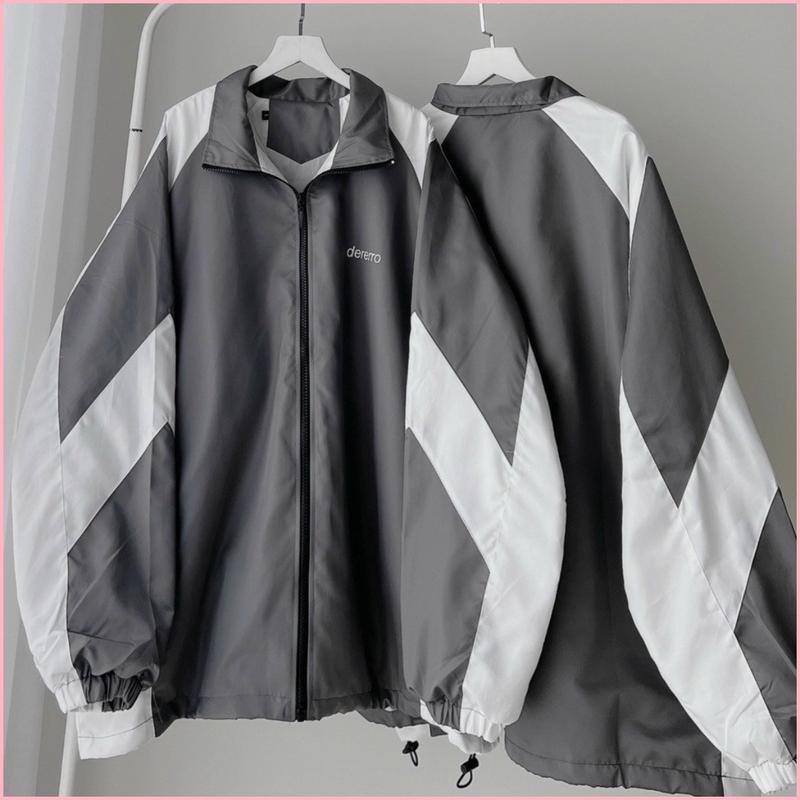 Áo khoác dù Gió Chữ DERERRO 2 lớp Phối Sọc- Kiểu Bomber Có khóa kéo zip Nam Nữ…