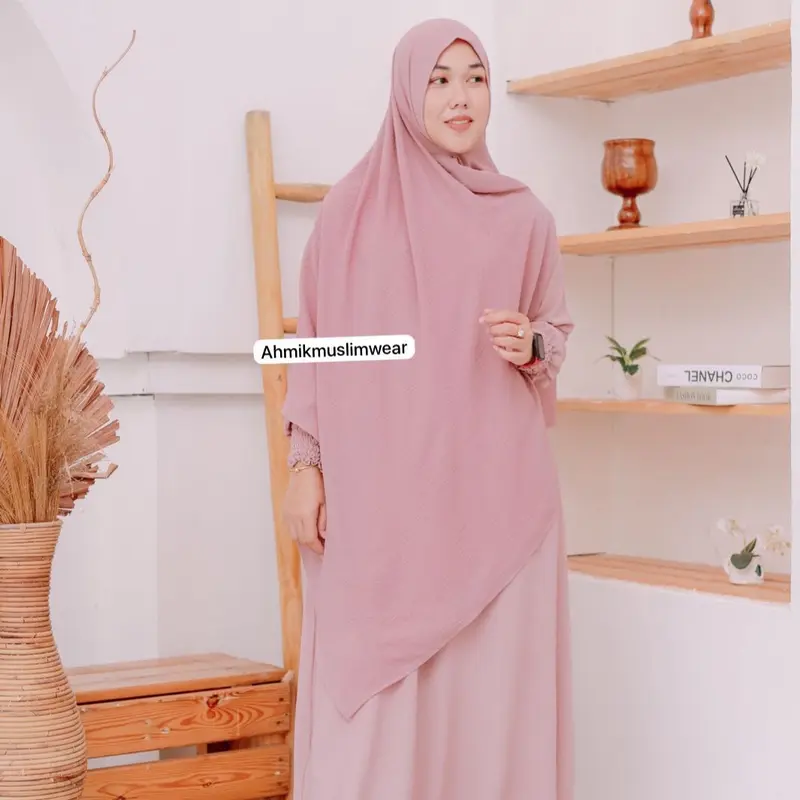 Pashtan jumbo zipper pashmina instan resleting khimar instan simpel 4