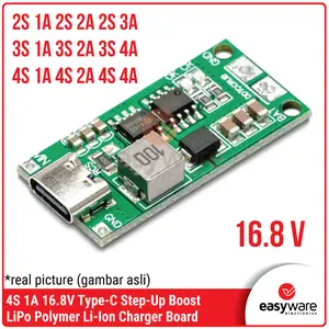 2S 3S 4S 1A 2A 4A 16.8V Type C USB-C Step Up Boost LiPo Polymer Li-Ion Charger Board Module