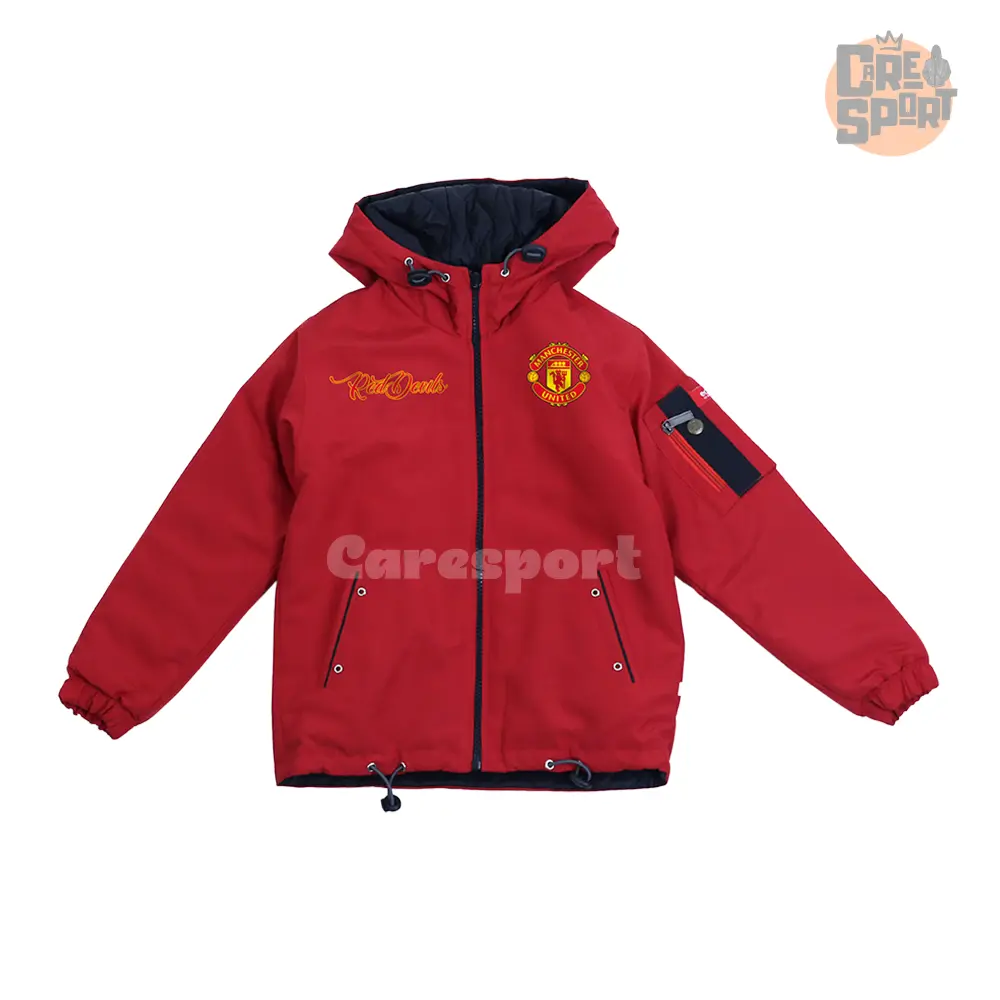 JAKET ANAK BOLA MU FOOTBALL CLUB CUSTOM TAHAN ANGIN 3 LAPIS HANGAT SEHARI HARI SEKOLAH 4 - 12 TAHUN