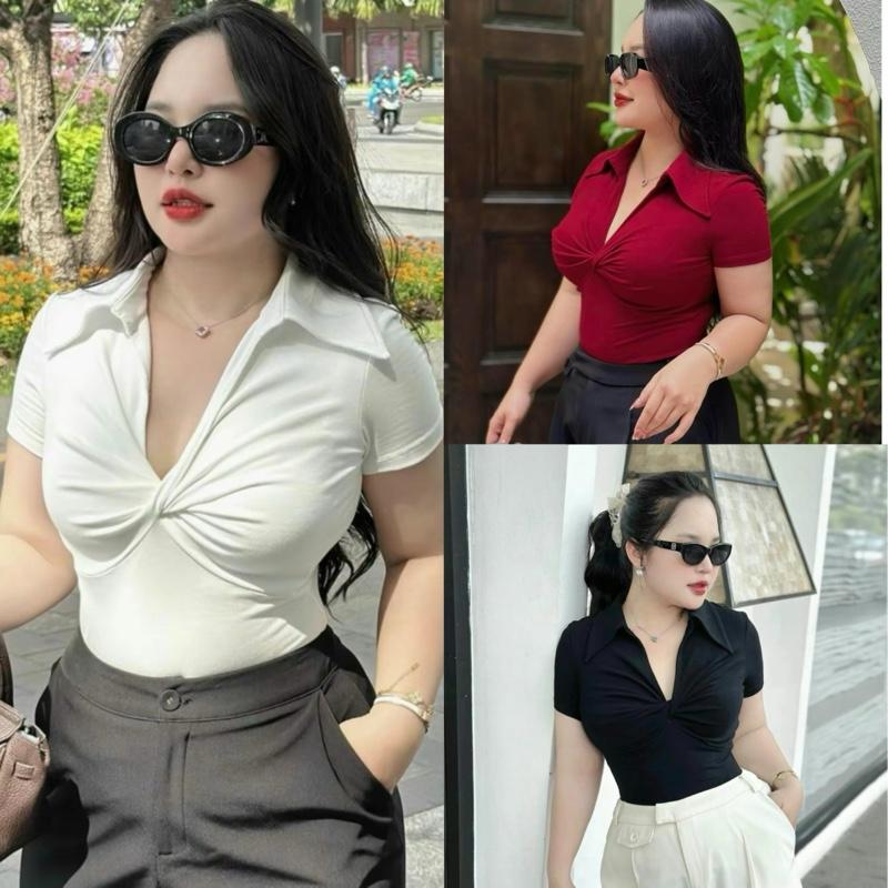 Áo thun bigsize (MS229) KIỂU XOẮN CỔ TRỤ Tôn V1 chất thun tăm có size 40-85kg