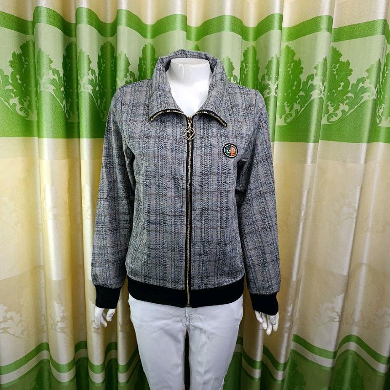 [Shop Ngọc Lợi]Áo khoác nữ, mẫu  sọc caro xám tro nhuyễn,caro xam tro to ,sọc trắng nhuyễn,sọc trắng cao xéo ,sọc trắng kem kim tuyến .thun cotton hàng QC cao cấp 4 túi có dây kéo ( size từ 40-75kg) 5