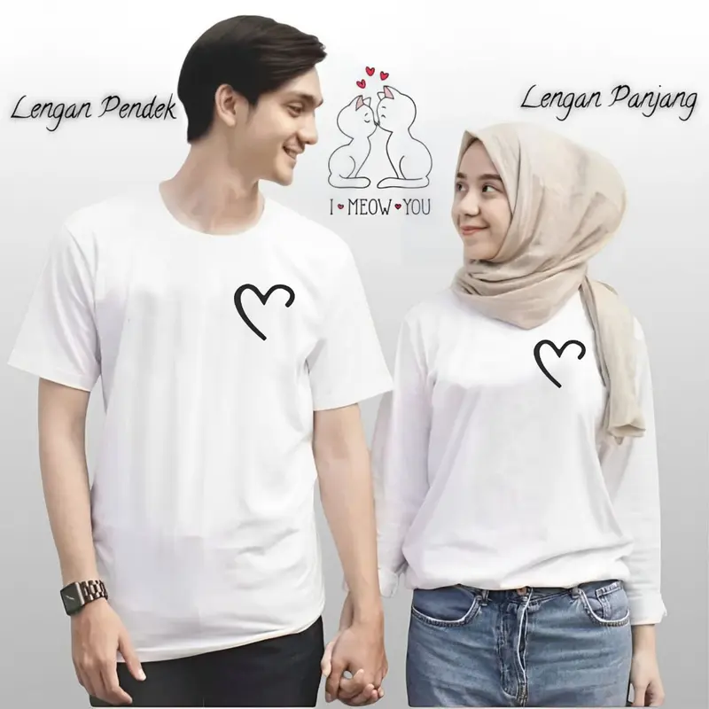 VLN Baju Kaos Couple Logo Love Pasangan Pria Wanita Lengan Panjang Dan Lengan Pendek Bahan Premium 2