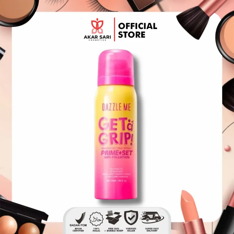 DAZZLE ME GET A GRIP! PRIME+SET ANTI-POLLUTION - Makeup Setting Spray Aerosol Continuous Spray Waterproof Sweatproof 0