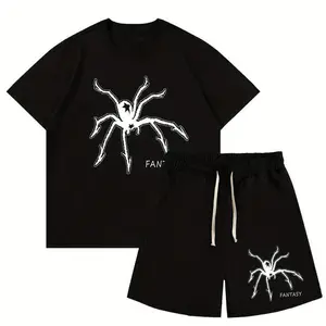 Stelan Baju dan Celana Pendek Santai Pria MOTIF SPIDERFANTASY Boxer Katun Flecee