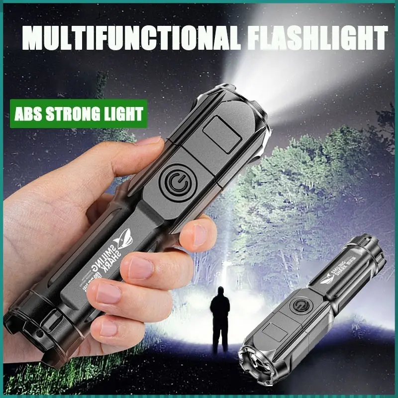 Senter Super Terang Waterproof LED Tactical Anti Air Lampu SWAT Zoom Murah Free Charger T6
