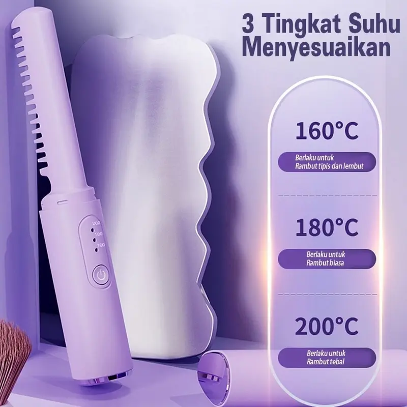 Sisir Rambut Anti Kusut 2 in 1 Pelurus Rambut Elektrik Isi Ulang Mobile Heat Comb 4