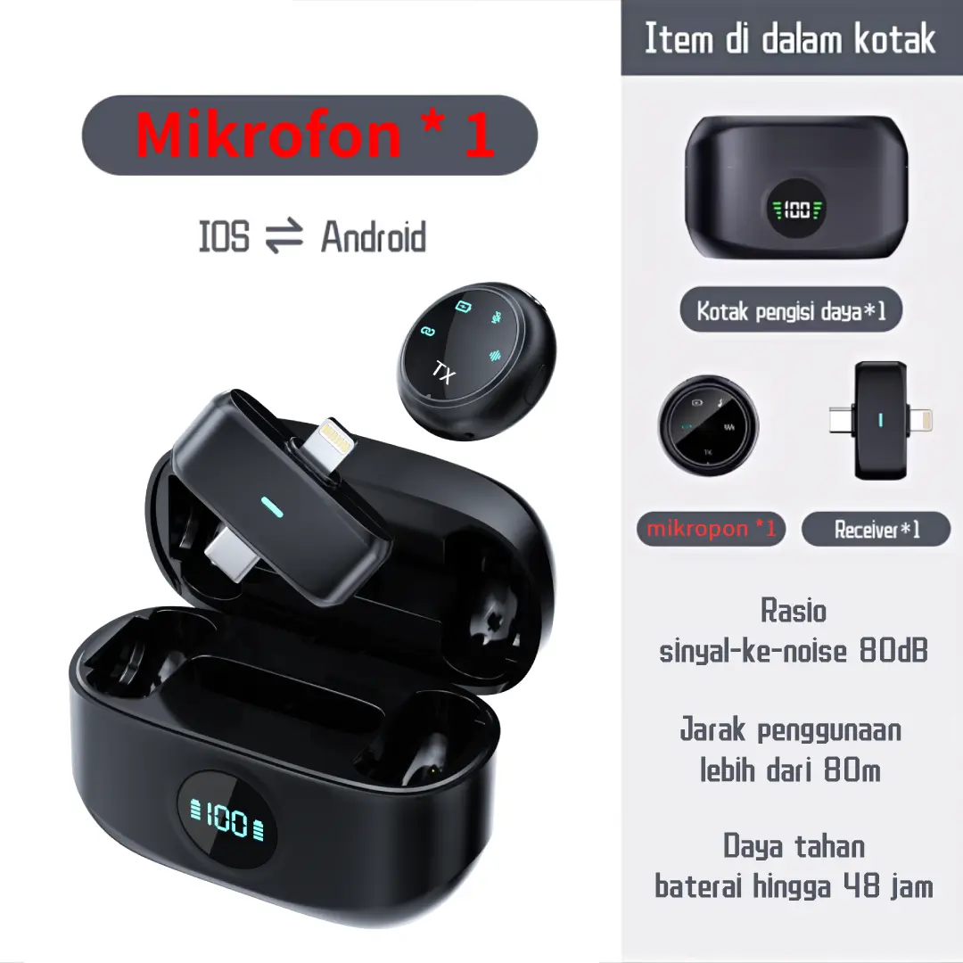 1 MIC （Hanya ada satu mikrofon）