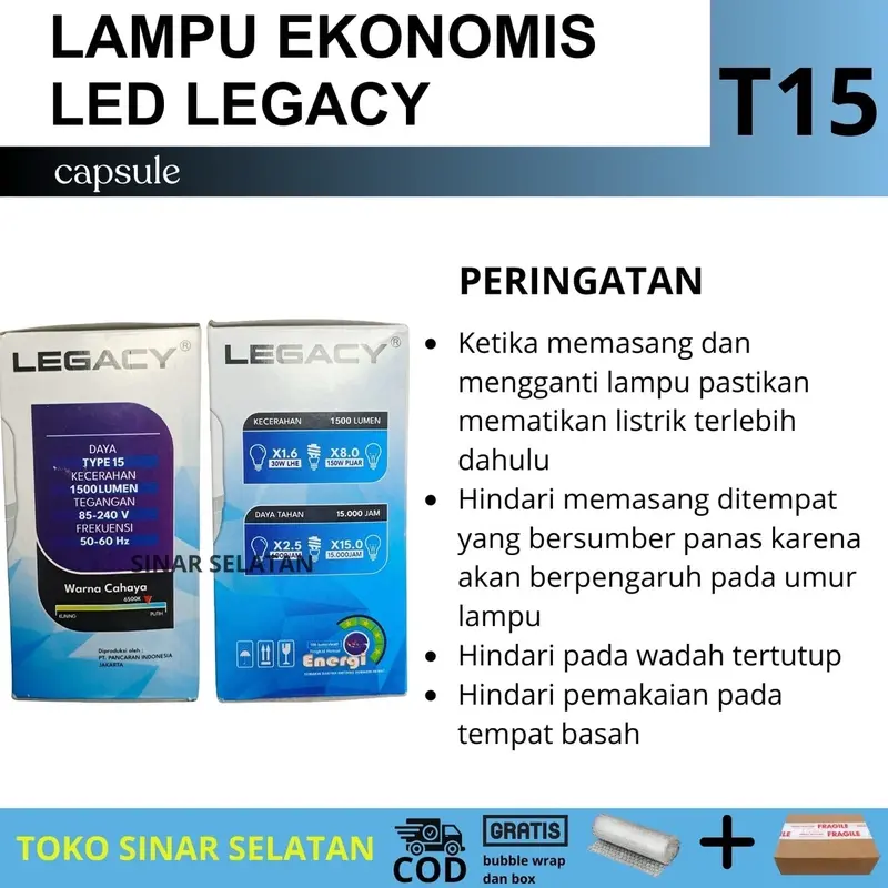 10 Pcs Paket Hemat Lampu LED Legacy Capsule 15T Bisa digunakan di Kamar 2