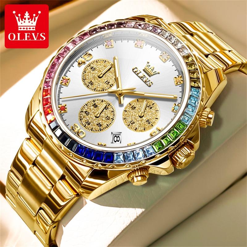 OLEVS Đồng Hồ Nam Chính Hãng Không Thấm Nước Thép Không Gỉ Vàng Dạ Quang Thời Trang Dành Cho Nam Giới Thời Trang G2939 Đeo Tay Watch