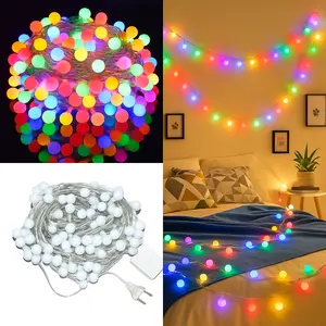 Lampu Tumblr Bulat 10m Lampu Natal Model PingPong Lampu Led 50 Pcs Lampu Hias Dekorasi Hiasan