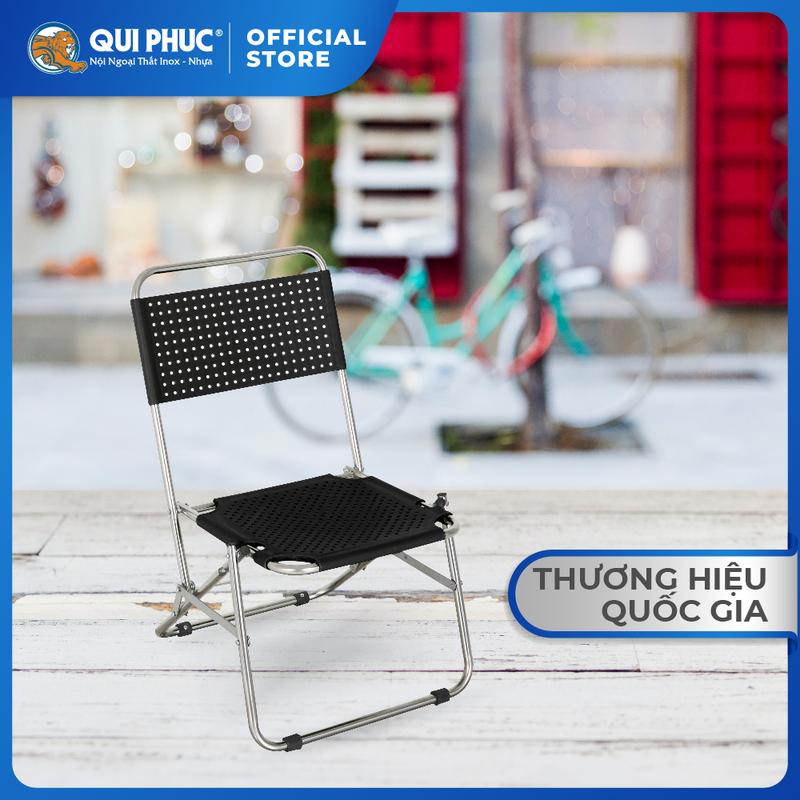 Ghế Xếp Nhựa Sườn Inox WIN Lưng Thấp , Chính Hãng Qui Phúc , Ghế Trà Chanh Hợp Với Quán Trà, Cà Phê