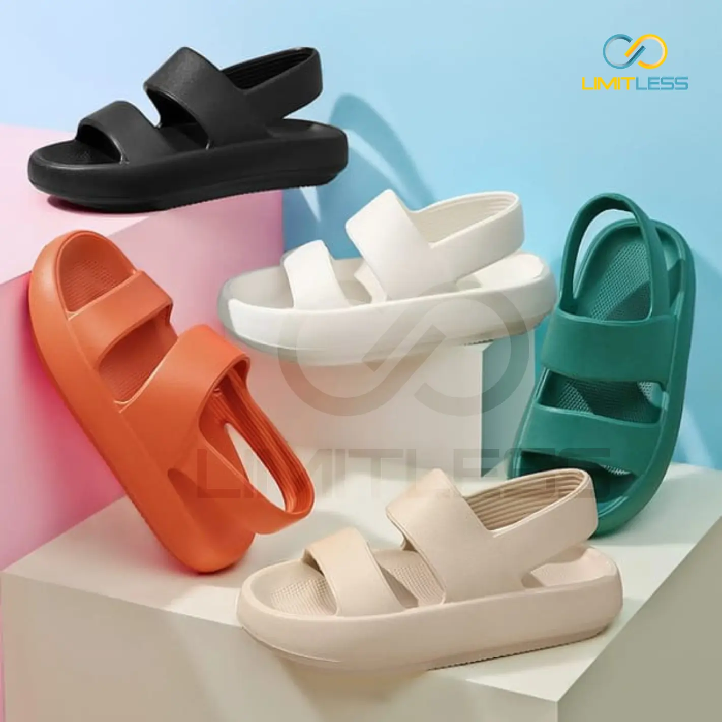 Limitless - Sandal Wanita LALISA Slop Kekinian Sendal Gunung Cewek Selop Strap Dua Bertali Eva Phylon Ringan - Size 36 - 40