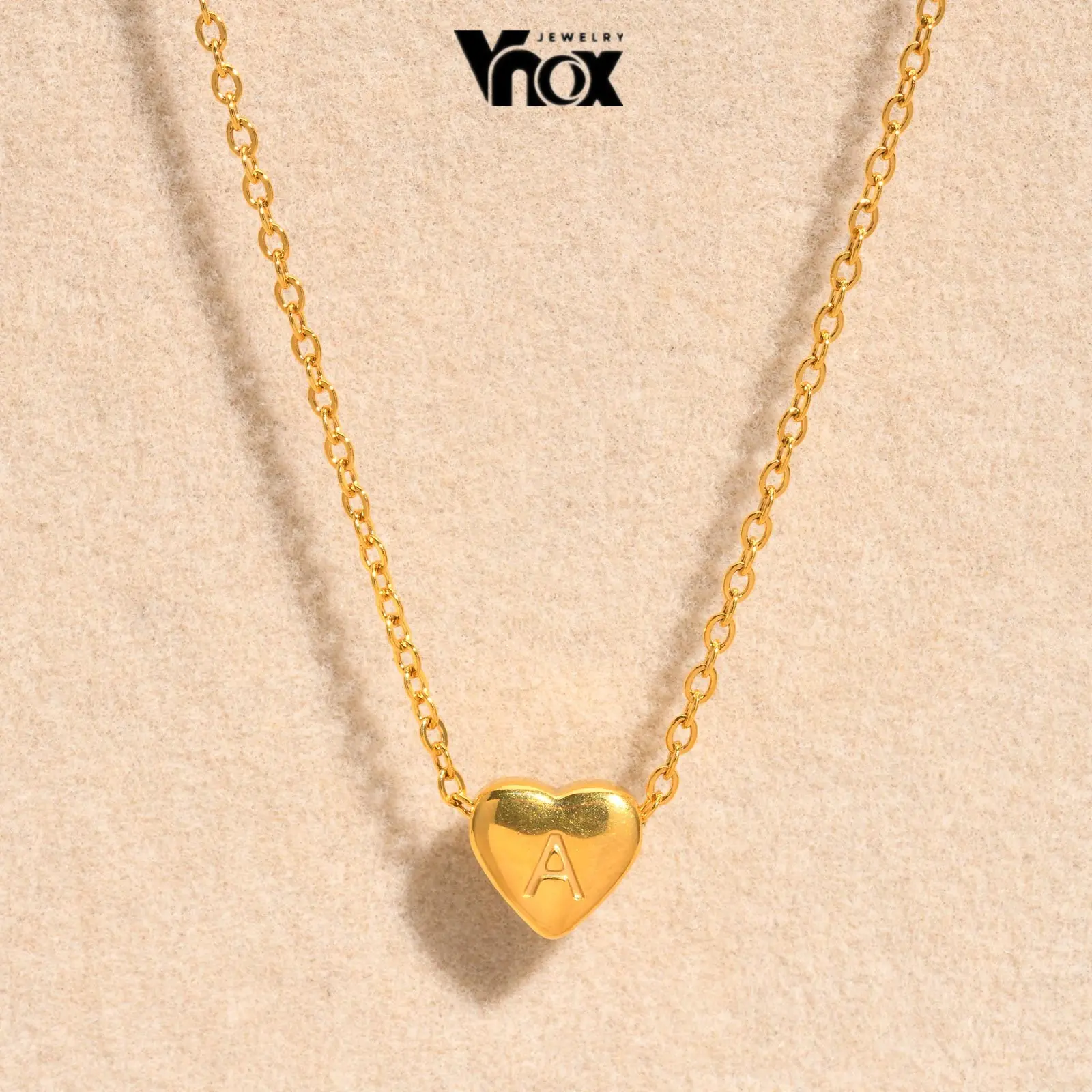 Vnox Heart Pendant Necklace with A-Z Letter with Gift Box