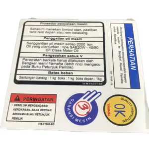 Stiker perhatian prosedur peringatan motor mio